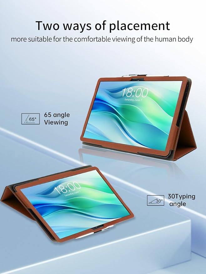 Case for FEONAL Android 14 Tablet 11 inch Tablets11 inch TabletUYRUREL Leather Slim Folding Stand Cover with Hand Strap Magnet for Men Women Full ProtectionBlack.