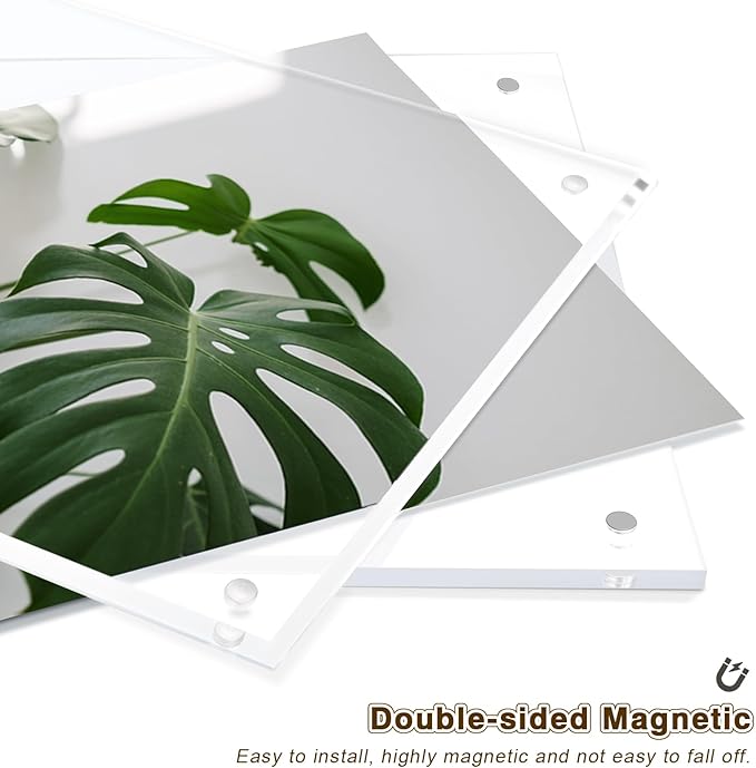 Egofine 4x6 Acrylic Picture Frame, Clear Picture Frame with Stand, Magnetic Acrylic Photo Frame for Tabletop Display Horizontally or Vertically