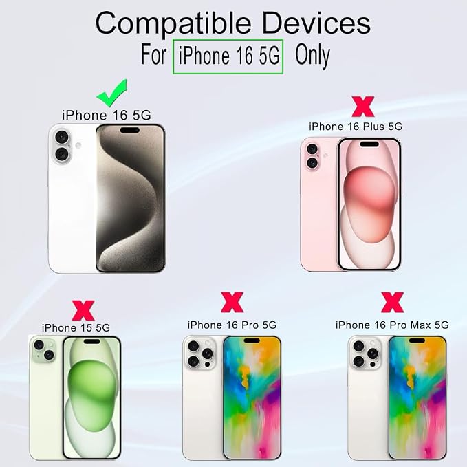 Ibywind 2 Pack Screen Protector Compatible With Apple iPhone 16 5G 6.19H Hardness Tempered GlassWith 1Pc Camera Lens Protector1Pc Back Carbon Fiber Film