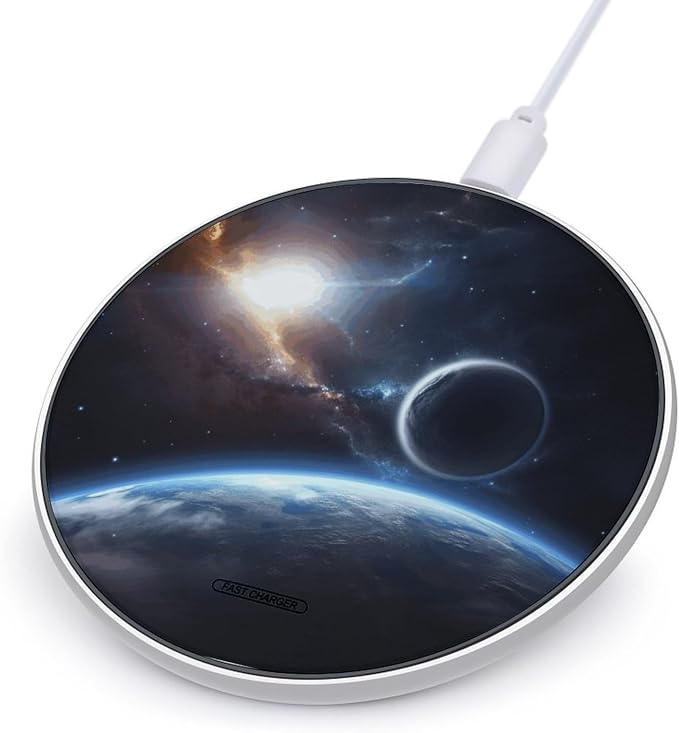 Planet Wireless Charger Portable 10W Fast Wireless Charging Pad Compatible with Phone Ultra-Thin Charging Station Lightweight Charger Mat for Travel Home Office Desk