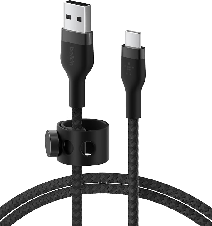 Belkin USB A to USB C Cable 6.6ft iPhone Charger Cord | soft-touch silicone finish includes cable clip iPhone 17 Samsung Galaxy S25 Pixel 9 Nintendo Switch 2 everyday cable