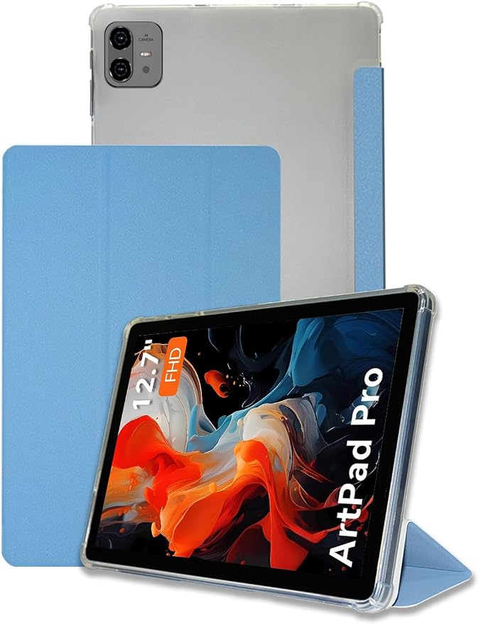 Stand Case for TECLAST Artpad Pro Tablet 12.7 Inch (Black) | Scratch-Resistant PU Front Cover and Shock-Proof TPU Back Shell Auto Sleep/Wake