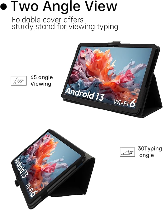 Case for ApoloSign EM101A 10.1 Touch Screen Tablets，Premium Leather Business Folio Stand Cover with Hand Strap for ApoloSign EM101ABlack.