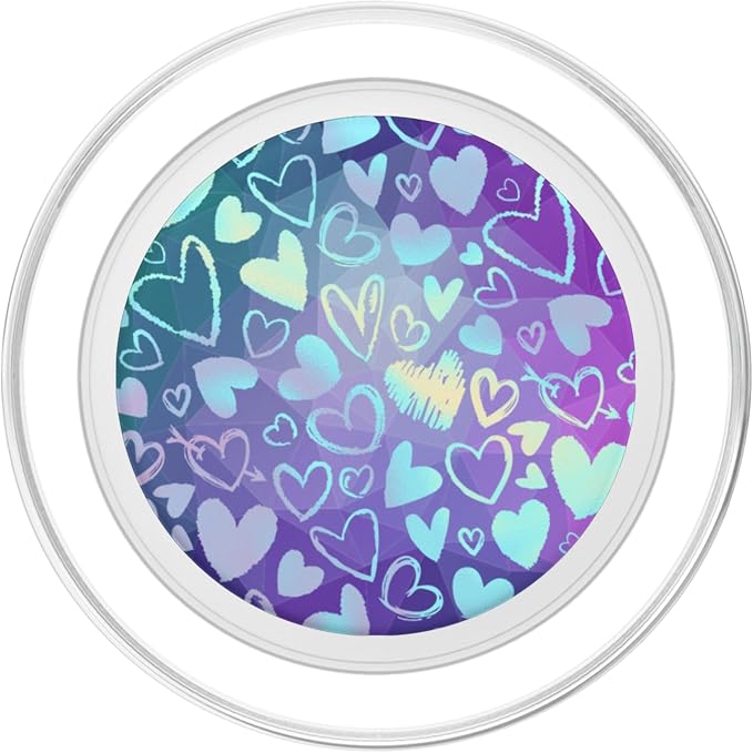 Rainbow Modern Hearts Teal Purple Polygon PopSockets Adhesive PopGrip
