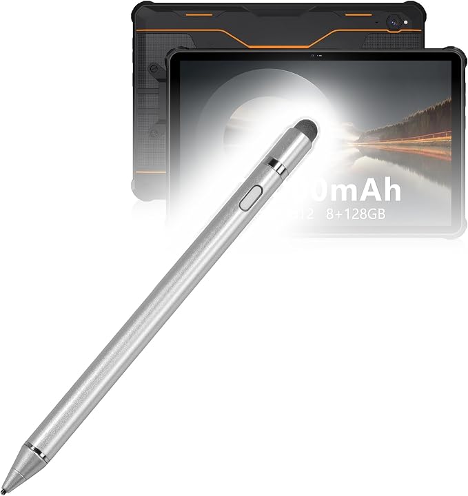 BoxWave Stylus Pen Compatible with Oukitel Tablet RT2 Orange (10 in) - AccuPoint Active Stylus Electronic Stylus with Ultra Fine Tip - Metallic Silver