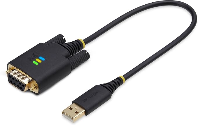 StarTech 10ft USB to Serial Adapter Cable FTDI IC (1P10FFC-USB-SERIAL) | USB-A to DB9 RS232 Interchangeable DB9 Screws Nuts COM Retention LED Indicators