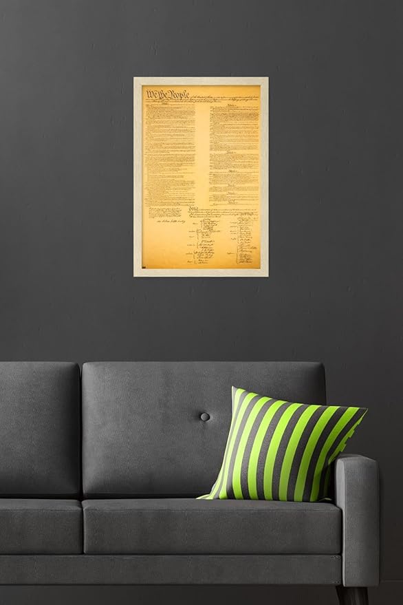 The Constitution Wall Poster, 22.4L" x 14.7W", Blonde Framed Version