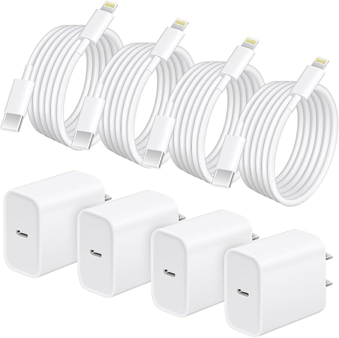 AISNI iPhone Charger Fast Charging 4 Pack 20W PD USB C Charger Block with 6 FT MFi Certified iPhone 14/13 Fast Charging Cable Compatible for iPhone 14/13/12/11 Pro Max/Xs Max/XR/XiPad-Blue