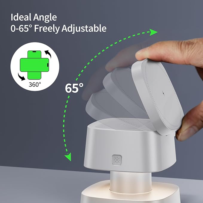 4 in 1 Magnetic Wireless Charging Station15W Fast Charging with Night Light for MagSafe Charger Stand3 in 1 Wireless Charger for iPhone 17/16/15/14/13 Pro MaxApple Watch &amp AirPodsSand Gold