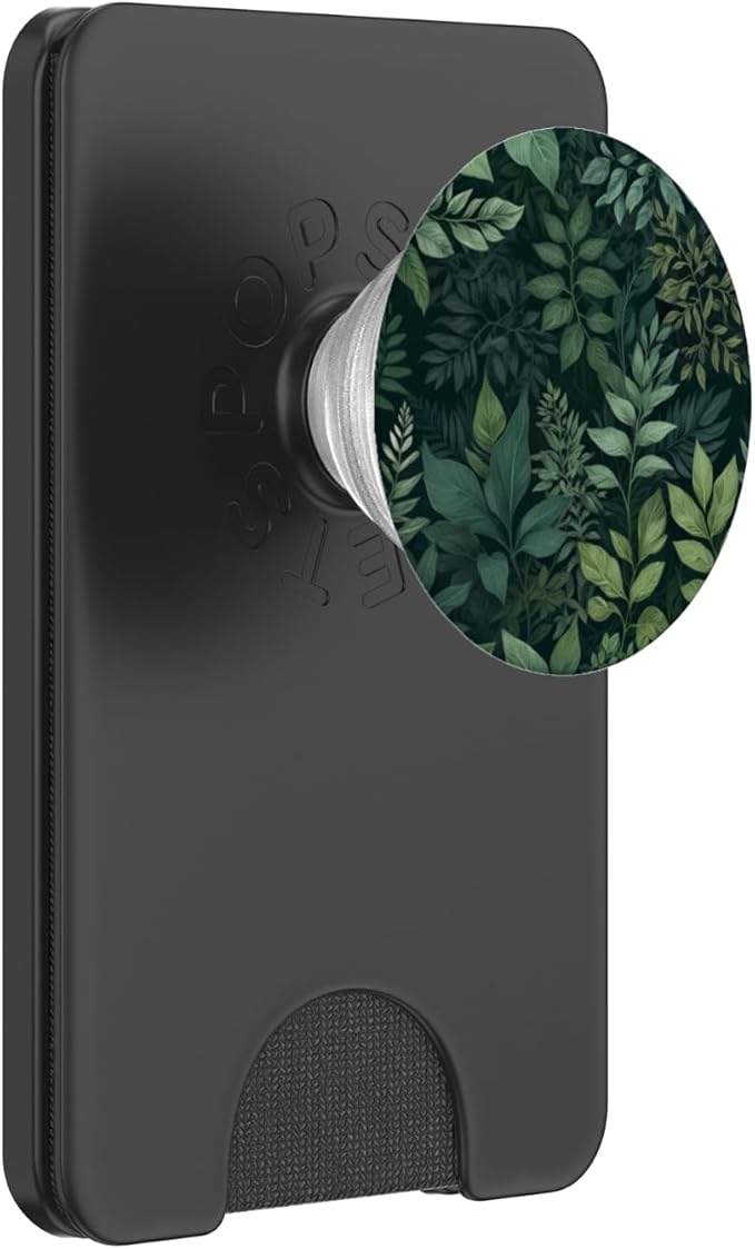 Dark Green Leaf Pattern PopSockets Adhesive PopGrip