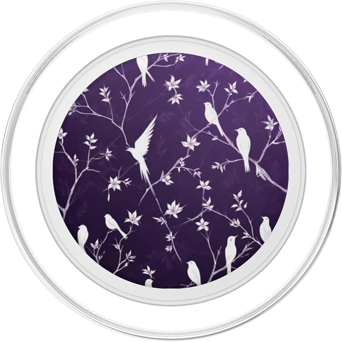 White Birds Purple PopSockets Adhesive PopGrip