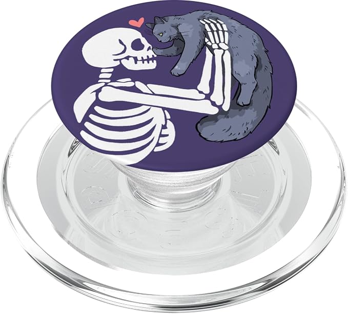 PopSockets Skull &amp Goth Phone Grip &amp Stand - Skeleton &amp Cat PopSockets PopGrip for MagSafe
