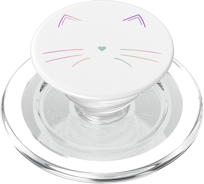 Rainbow Cat Face White PopSockets Adhesive PopGrip