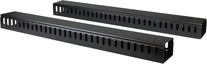 StarTech 2-Pack 20U Vertical Cable Organizer with Finger Ducts, Vertical Cable Management Panel, 40U Rack-Mount Cable Raceway, 2x 3ft (91cm) Wire Organizers
