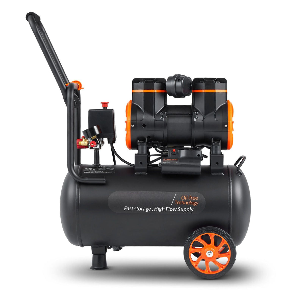 6.3 Gallon Air Compressor, 2 HP 3.35 CFM@90PSI Air Compressors with Max. 116PSI Pressure, Oil Free Compressor Tank for Auto Repair, Tire Inflation, Spray Painting, Woodwork Nailing