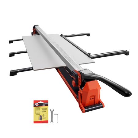 63-Inch Manual Tile Cutter, Upgraded Rail and Sliding Head, Precision Alignment Guide, Tungsten Carbide Cutting Wheel, Support Legs with Swivel Wheels, for DIY Pros, Ceramic, Floor, Wall Tiles