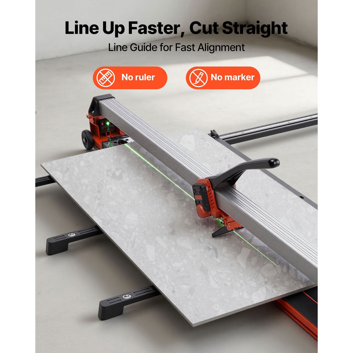 63-Inch Manual Tile Cutter, Upgraded Rail and Sliding Head, Precision Alignment Guide, Tungsten Carbide Cutting Wheel, Support Legs with Swivel Wheels, for DIY Pros, Ceramic, Floor, Wall Tiles