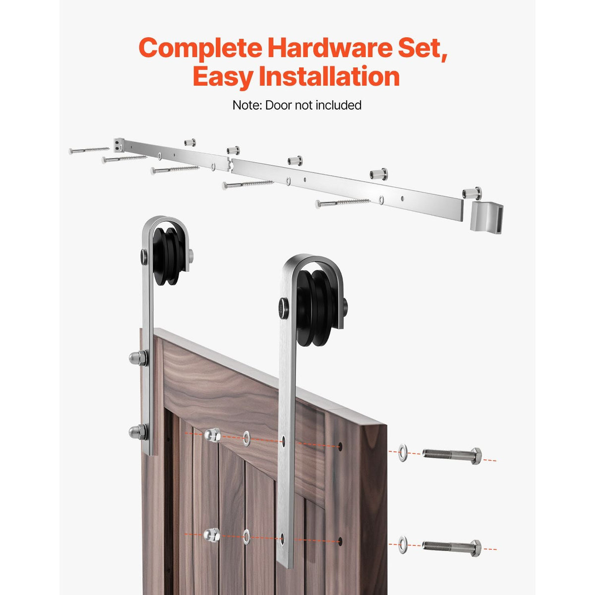 6.6FT Sliding Barn Door Hardware Kit, 330 LBS Weight Capacity, Compatible with 36 to 40 Inches Width & 1-3/8 to 1-3/4 Inches Thickness Single Sliding Barn Door, Durable Track & J-shape Roller