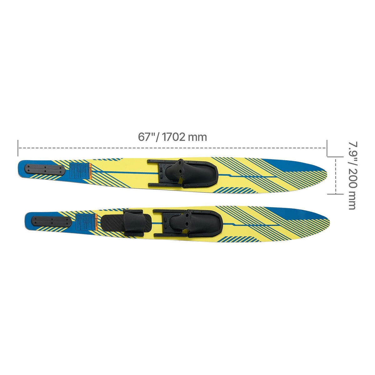 67" Water Skis, Adult Water Ski with X-9 Adjustable Horseshoe Bindings & Padded Rear Toe Plate, High-gloss UV Coating Waterskis Combo for Adults Up to 300 lbs