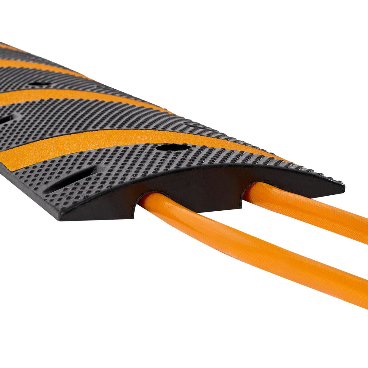 6FT Rubber Speed Bump, 2 Channel, Heavy Duty Traffic Speed Hump, 22000 lbs/axle Load Capacity, 72 in Cable Protector Ramp with Expansion Screws, for Asphalt Concrete Gravel Driveway Road, 1 Pack