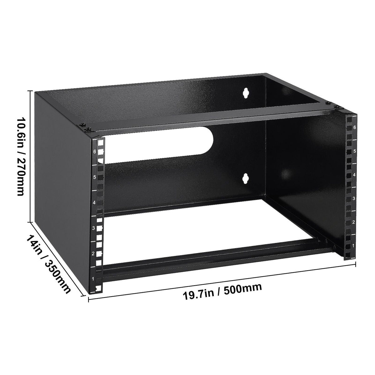6U Wall Mount Network Rack, 14 in/355.6 mm Depth, 50 lbs/22.68 kg Max Weight Capacity Wall Mount Server Rack with Cage Nuts, 19"/482.6 mm for Shallow Server IT Equipment and Network Switches