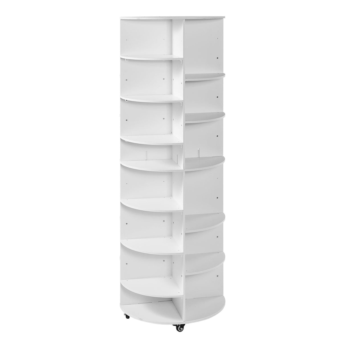 7 Tier Rotating Shoe Rack Tower with Adjustable Shelves, Movable 360° Spinning Carousel Display with Wheels, Lazy Susan Organizer Closet for Bedroom, Living Room, Entryway, Closet, White
