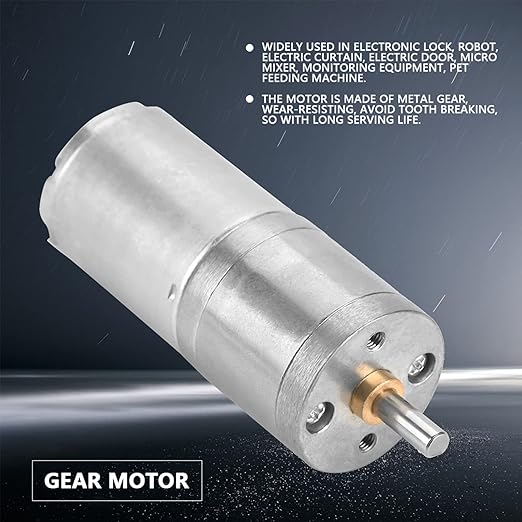 25mm DC 12V 25GA-370 Low Speed Metal Gear Motor for Electronic Locks Robots Electric Curtains Doors Mixers Monitoring Devices Pet Feeders DIY Projects