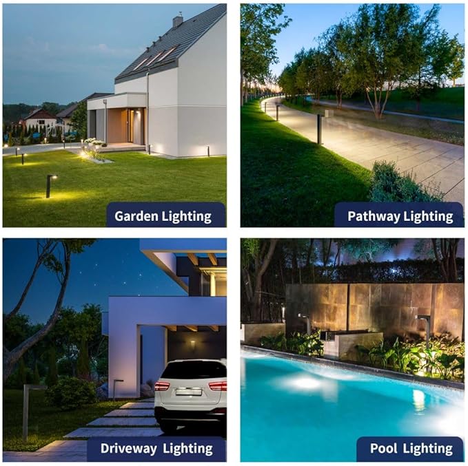 12V Brass Landscape Path Lighting Kit (4 Pack Path Lights) with 75W Low Voltage Transformer and 100 Feet Cable and 20Pack Wire Connectors for Outdoor House Garden Patio Walkway