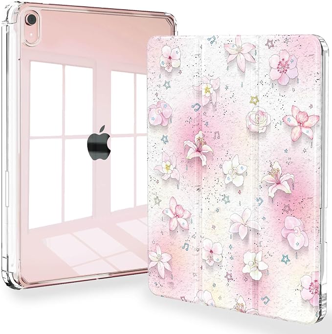 Feams Case for iPad mini 7 A17 Pro 2024/iPad Mini 6 2021 Slim Lightweight Trifold iPad mini 7 A17 Pro Case 8.3 Inch 2024 Clear Back Cover with Pencil Holder &amp Auto Sleep Blue Bow