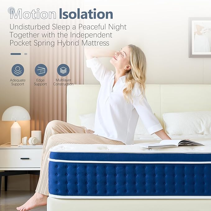 Full Size Mattress, 14 Inch Hybrid Full Mattress in a Box, Gel Memory Foam and Pocket Coils Innerpring Mattresses with Ergonomic Design, Cooler Sleep with Pressure Relief and Support, 54"*75"*14"