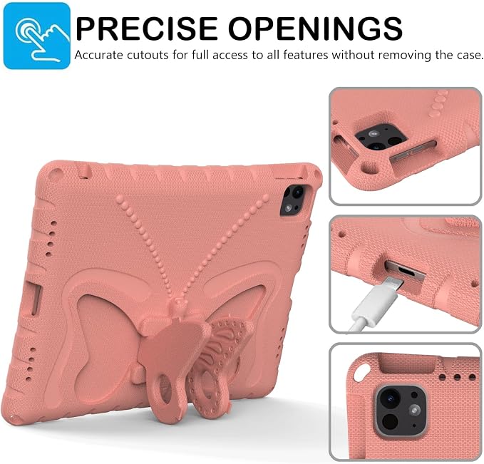 Kids Case for iPad Air 13 (2026/2025/2024) M4/M3/M2 &amp iPad Pro 13 2024 &amp iPad Pro 12.9 Cover 6th/5th/4th/3rd Gen (2022/2021/2020/2018) DIY Figures EVA Rubber Handle Stand Shockproof Bumper