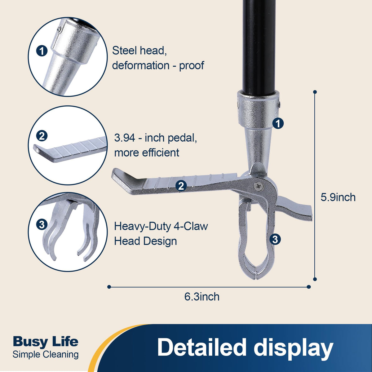 Yocada Weed Puller Tool Stand Up Weed Remover Tool with 4 Claw Steel Head Weeder Tool Long Handle Garden Hand Weeding Tool Easily Remove Weeds Roots Without Bending Pulling Kneeling 62.59"