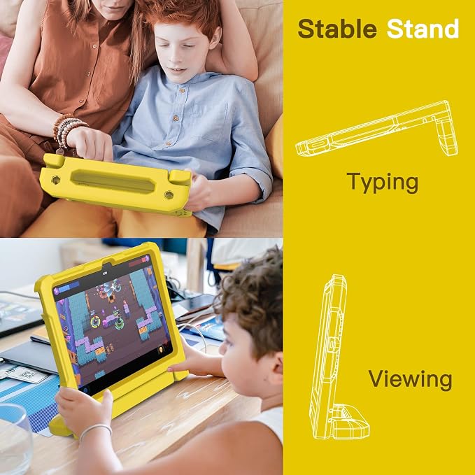 JETech Kids Case for iPad (A16) 11th/10th Gen Black | For 2025/2022 Model Built-in Screen Protector 360 Handle Stand Shockproof Kid-Friendly