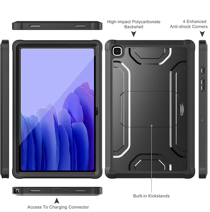 Soke Galaxy Tab A7 Case 10.4 Inch (SM-T500 / T505 / T507)with Built-in Screen Protector Rugged Full Body Protective Case for 2020 Samsung Galaxy Tab A7 10.4 (Black)