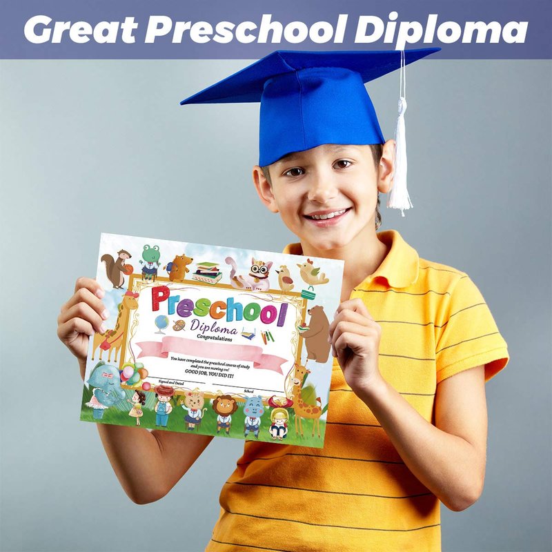 Fancy Land Preschool Diploma Certificate Kindergarten Certificates Cute Diplomas for Kids Students Graduation End of Year Supplies 30Pcs