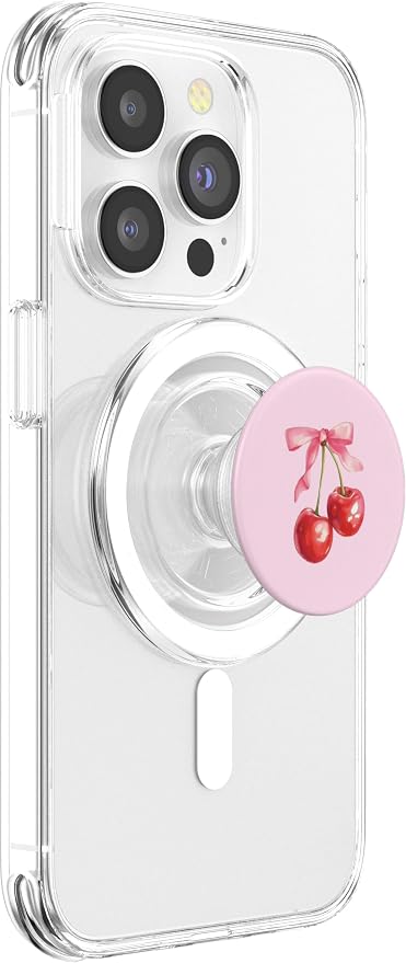 Pink Bow Aesthetic Cute Cherry PopSockets PopGrip for MagSafe