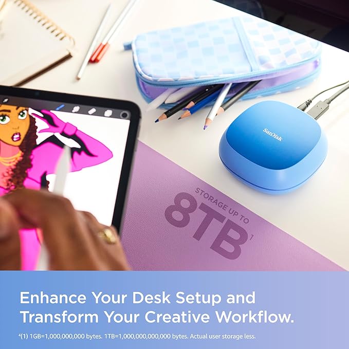 SanDisk 8TB Creator Desk Drive - Up to 1000MB/s, for Laptops and Computers, USB-C, USB 3.2 Gen 2, External Desktop SSD, 1 Month of Adobe Creative Cloud Included - SDSSDT40C-8T00-N25