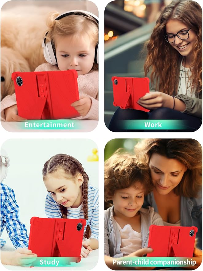 Case for Raemond K80 Tablet 10 Inch Android 15WUNIAK Hollow Back DesignHeat Dissipation Shockproof Lightweight Adjustable Kickstand Silicone Shell&ampKids Friendly Soft CaseBlack