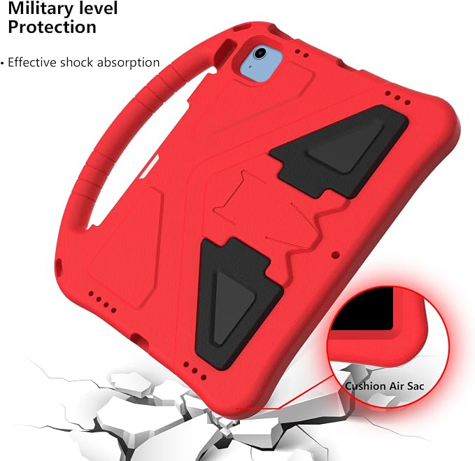 Dteck Kids Case for iPad 10.2 - Shockproof Rugged EVA Handle Stand Child Proof Case for iPad 9/8/7 Generation Black