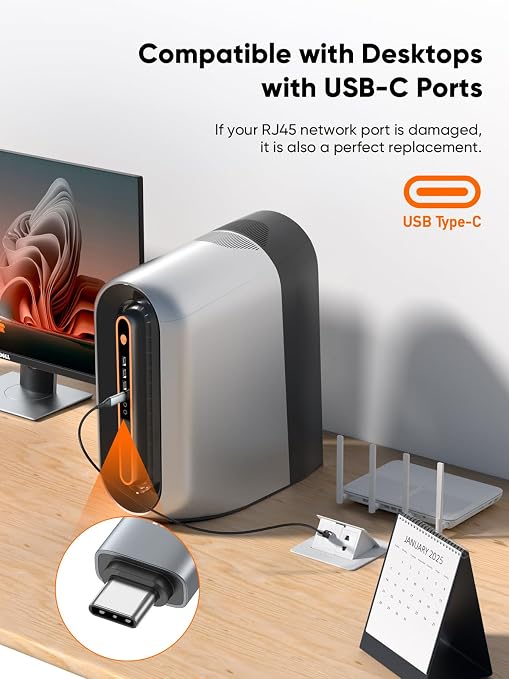 CableCreation USB to Ethernet Cable 10FT USB to RJ45 Internet LAN Cable | 1000Mbps High Speed Gigabit Directly Connected Compatible with Laptop Desktop PC Switch and More