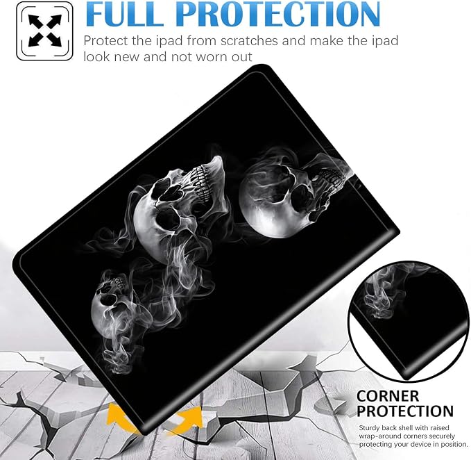 for Samsung Galaxy Tab A8 10.5 2022 Slim Case with Adjustable Stand Cover with Auto Wake/Sleep Smart Cover for Samsung Galaxy A8 10.5 Inch（SM-X200/X205/X207）- Black and White Skull Head Tree