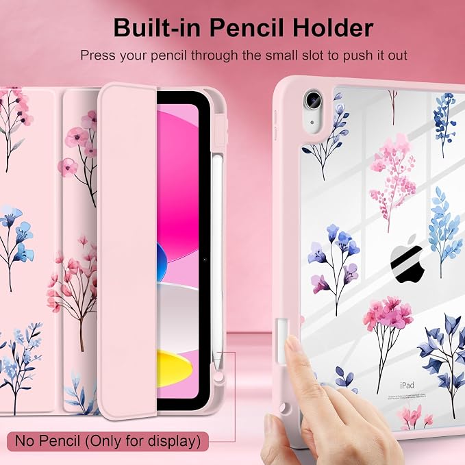 Case for iPad (A16) 11th Generation 11 inch 2025 /iPad 10th Gen 10.9 2022 - Aesthetic Cute Preppy Design Trifold Cover with Soft TPU Bumper Clear Back Auto Sleep/Wake Waves