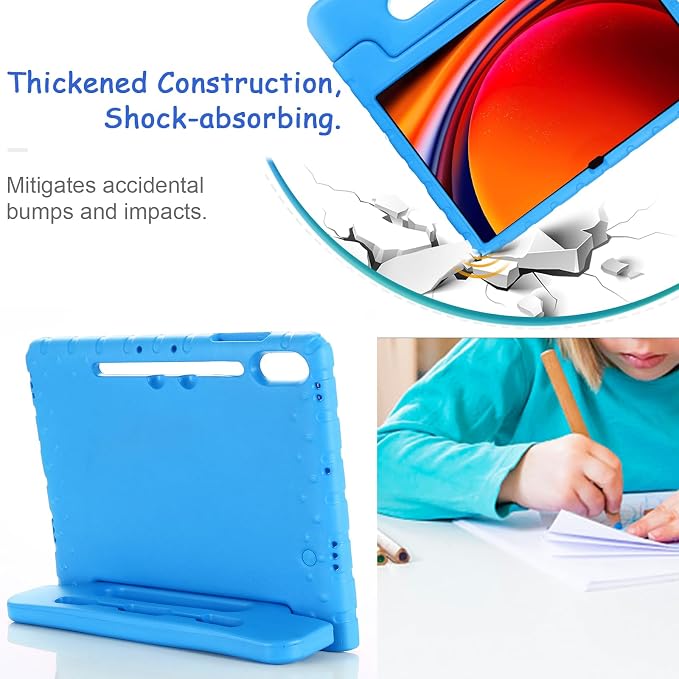 Kids Case for Samsung Galaxy Tab S10 FE Plus 13.1 (2025) Techcircle Handle Stand Light EVA Foam Bumper Protective Rugged Drop Protection Child Proof Cover Black