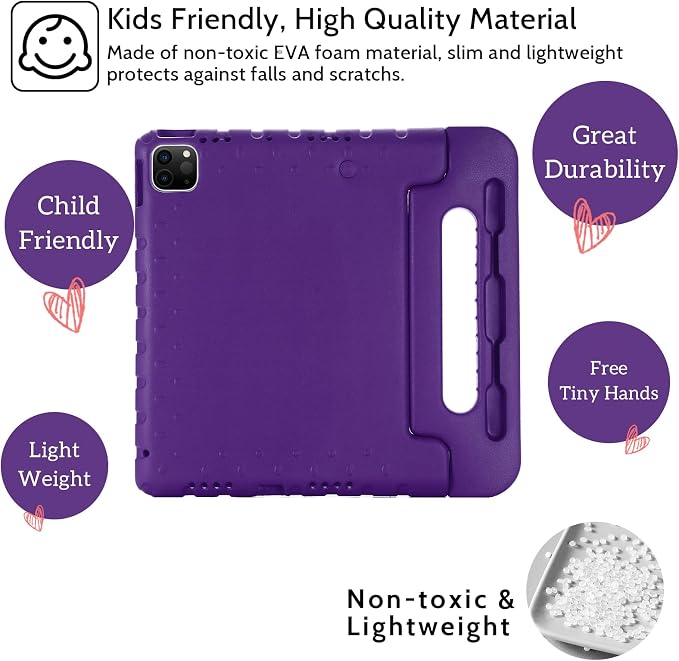 Dteck Kids Case for iPad 10.2 - Shockproof Rugged EVA Handle Stand Child Proof Case for iPad 9/8/7 Generation Black