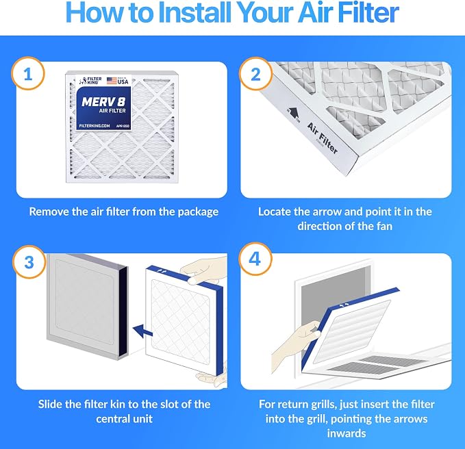 Filter King 13.5x14.5x1 Air Filter | 4-PACK | MERV 8 HVAC Pleated A/C Furnace