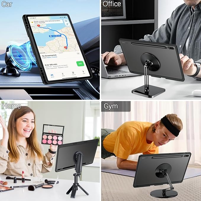 Telaso for Samsung Galaxy Tab S8 2022/Tab S7 2020 11 Inch Magnetic Case with Pen Holder Translucent Matte Back Soft TPU Bumper Protective Samsung Galaxy Tab S8/Tab S7 Case Black