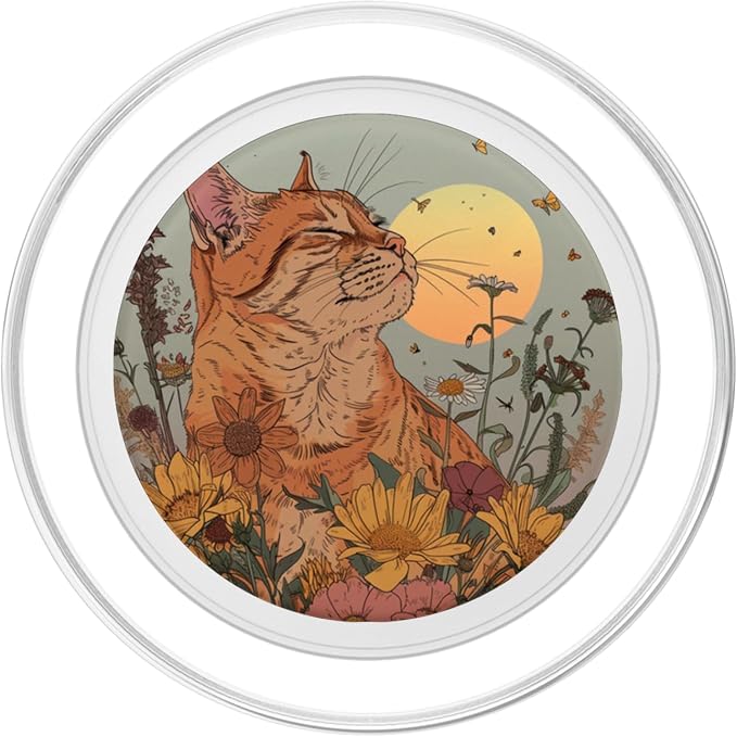 Orange Tabby Cat Orange Cat Flower Floral PopSockets Adhesive PopGrip