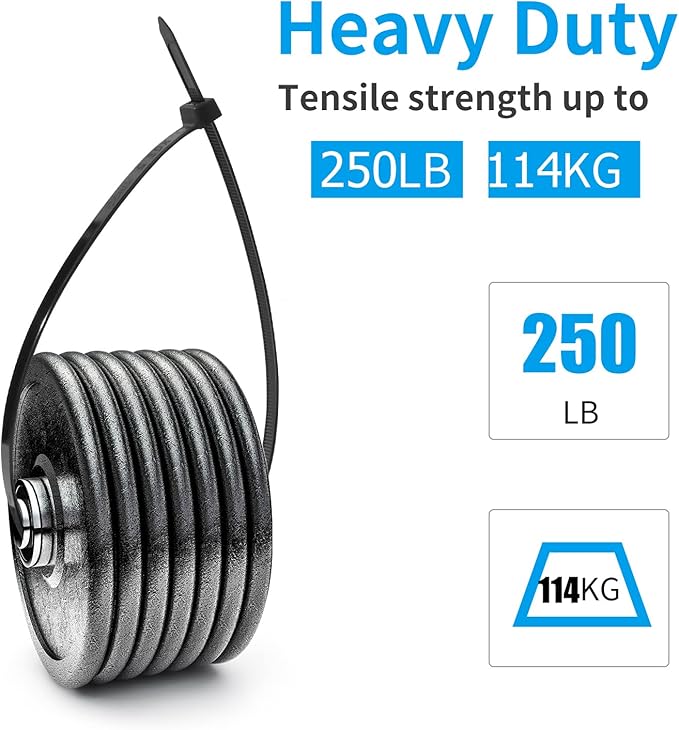 XINGO 12 inch Black Zip Ties Heavy Duty 80 PCS, 250 LBS Ultra Strong Plastic Wire Ties, Large Cable Ties Extra Long Tie Wraps, Indoor and Outdoor UV Resistant