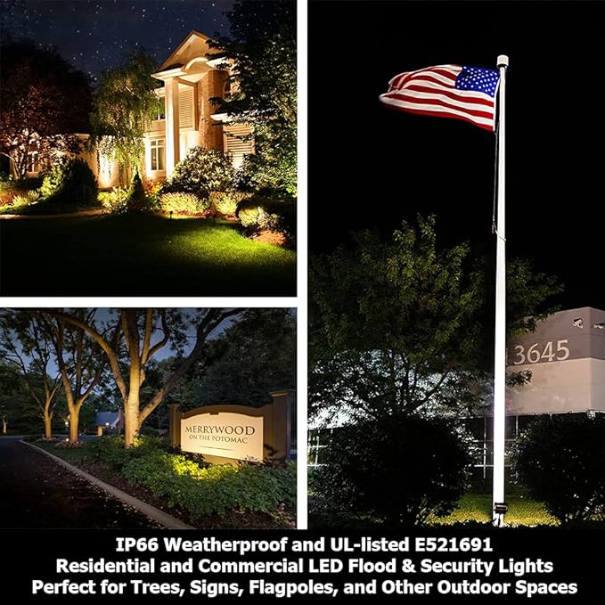 Dusk to Dawn Outdoor Security Flood Lights for Yard, Gen4 15W Industrial Landscape Lighting, 2000LM 5000K Daylight 50W MH Equal Spotlight, 120-277V UL Listed, 5-Year Warranty