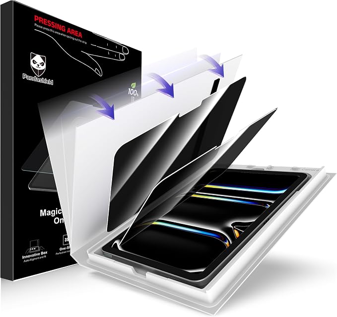 PandaShield 2-Pack Privacy Screen Protector Easy-Installation Box for iPad 11th/10th Gen. A16 (11/10.9 Inch 2025/2022) Anti-Spy Bubble Free Scratch Resistant Apple Pencil Support